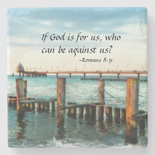 Porta-copo De Pedra Se Deus é para nós, quem pode estar contra nós,