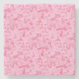 Porta-copo De Pedra Sea Dog Toile Pink