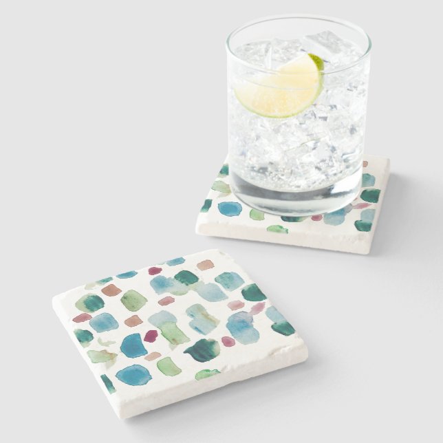 Porta-copo De Pedra Seaglass Colorida abstrato Cerâmica (Lateral)