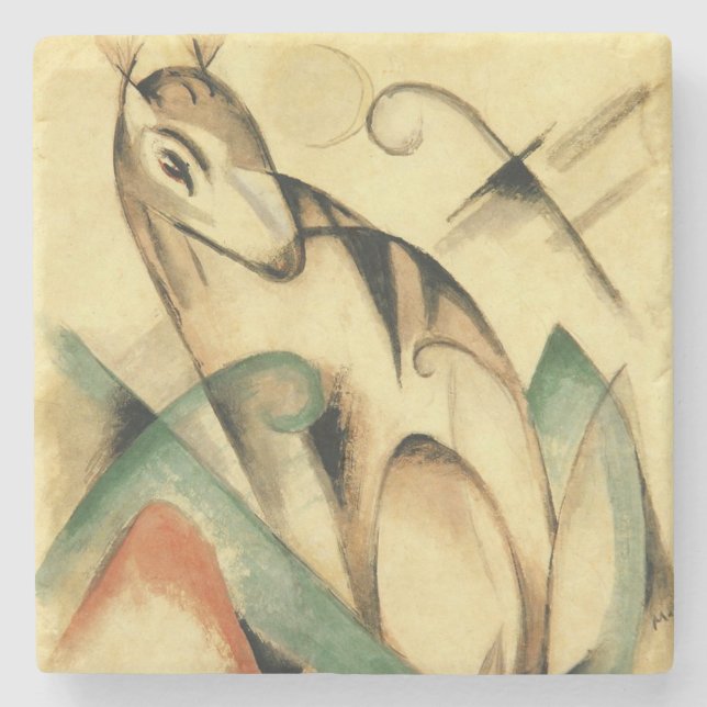 Porta-copo De Pedra Seated Mythical Animal (por Franz Marc) (Frente)