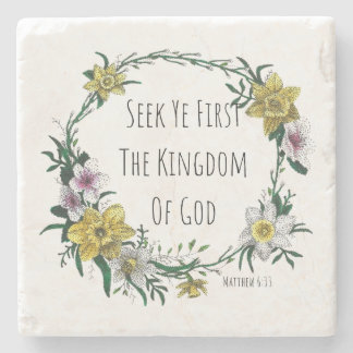 Porta-copo De Pedra Seek Ye First the Kingdom Stone Coaster