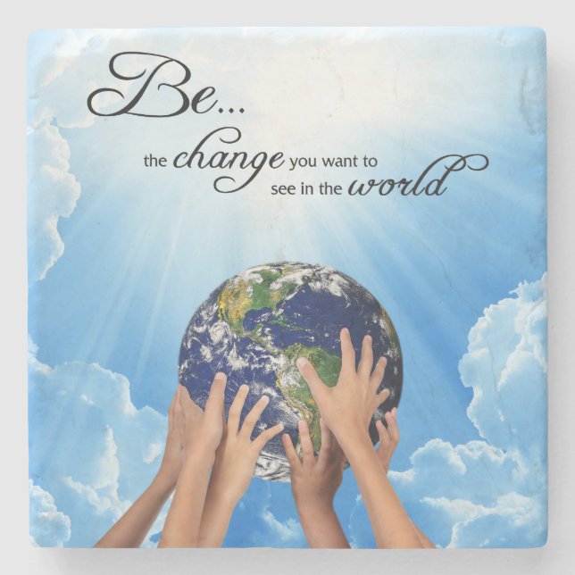 Porta-copo De Pedra Seja a mudança - Magnet Gandhi (Frente)