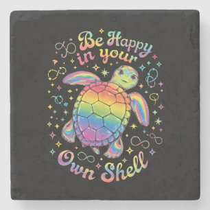 Porta-copo De Pedra Seja Feliz Em Seu Próprio Shell Rainbow Turtle Aut