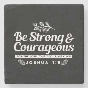 Porta-copo De Pedra Seja Forte e Corajoso – Josué 1:9 Versículo Bíblic
