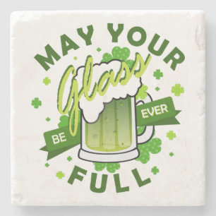Porta-copo De Pedra Seja Seu Copo Cheio Cerveja Trevo Verde