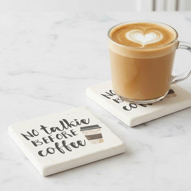 Porta-copo De Pedra Sem Talkie Antes Do Café Engraçado (Criador carregado)