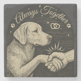 Porta-copo De Pedra Sempre Juntos" Amizade de Cães Vintage