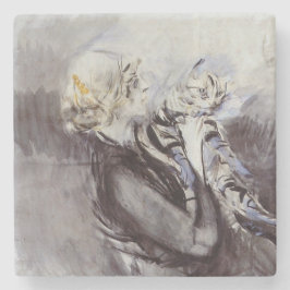 Porta-copo De Pedra Senhora com um gato de Cinza (por Giovanni Boldini