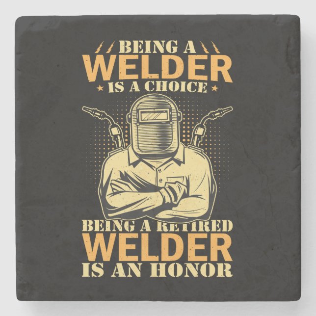 Porta-copo De Pedra Ser soldador é uma opção ser aposentado (Frente)