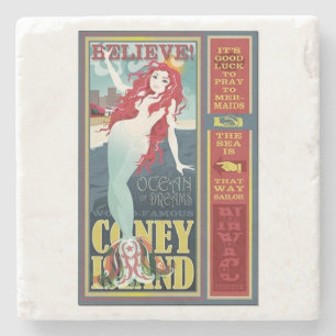 Porta-copo De Pedra sereia vermelha do Coney Island