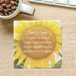 Porta-copo De Pedra Serenity Prayer Amarelo Sunflower