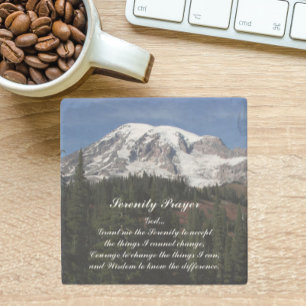 Porta-copo De Pedra Serenity Prayer Monte Rainier Landscape