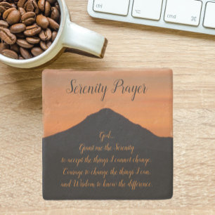 Porta-copo De Pedra Serenity Prayer Mountain Sunset Landscape