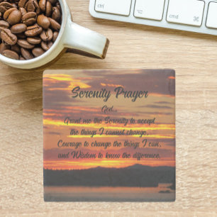 Porta-copo De Pedra Serenity Prayer Orange Sunset