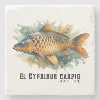 Porta-copo De Pedra Série Aquarela: Carpa