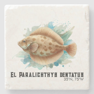 Porta-copo De Pedra Série Aquarela: Solha/Linguado