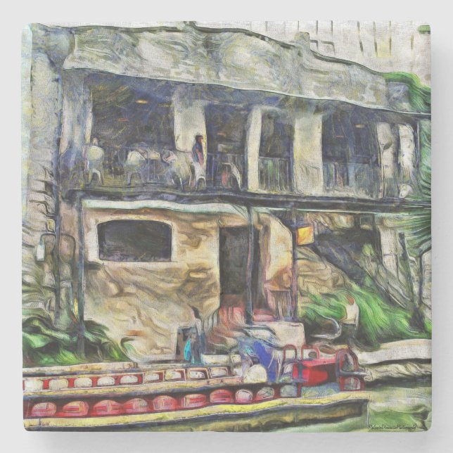 Porta-copo De Pedra Série San Antonio Riverwalk (Frente)