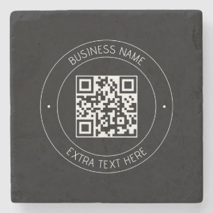 Porta-copo De Pedra Seu código QR e texto editável Preto e branco