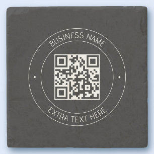 Porta-copo De Pedra Seu código QR e texto editável   Preto e branco