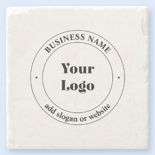 Porta-copo De Pedra Seu logotipo comercial & texto promocional Branc