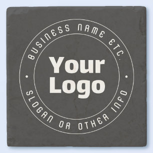 Porta-copo De Pedra Seu logotipo e modelo de texto editável   Preto e 