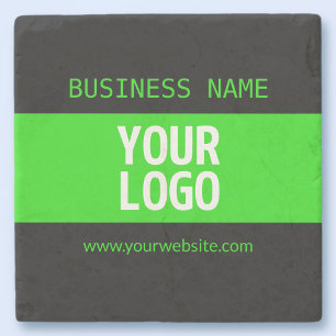 Porta-copo De Pedra Seu logotipo ou imagem   Preto e verde brilhante