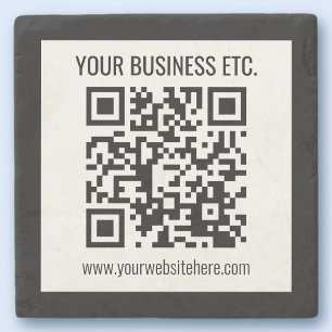 Porta-copo De Pedra Seu Nome Comercial & Código QR Editável