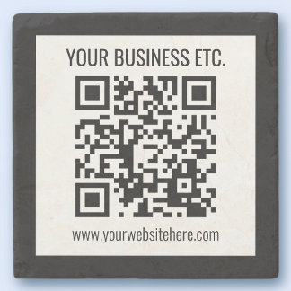 Porta-copo De Pedra Seu Nome Comercial & Código QR Editável