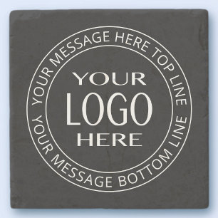 Porta-copo De Pedra Seu próprio logotipo e texto circular personaliz