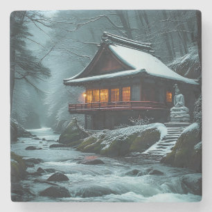Porta-copo De Pedra Shizuka na Fuyu: Templo Silencioso junto ao Rio de