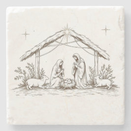 Porta-copo De Pedra "Silent Night Nativity