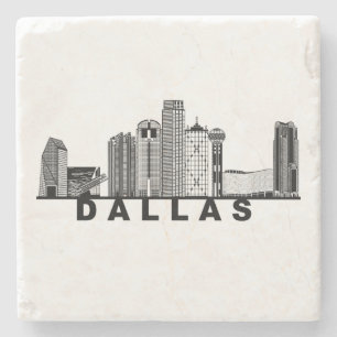 Porta-copo De Pedra Silhueta da Cidade de Dallas