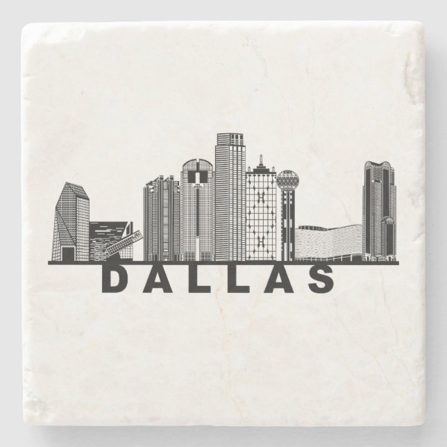 Porta-copo De Pedra Silhueta da Cidade de Dallas (Frente)