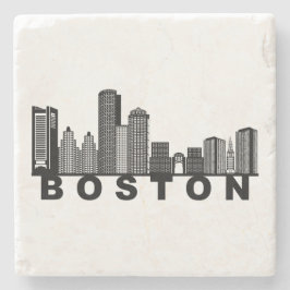 Porta-copo De Pedra Silhueta do Horizonte de Boston