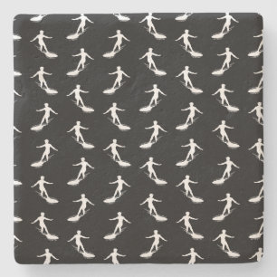 Porta-copo De Pedra Silhueta do surfista que surfa com teste padrão d