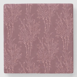 Porta-copo De Pedra Silhueta Floral Espalhada Botânica | Burgundy Prof