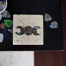 Porta-copo De Pedra Símbolo da Lua Tripla Bloom