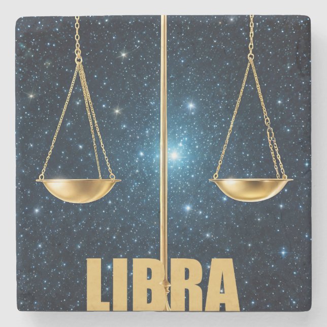 Porta-copo De Pedra Símbolo de astrologia de Libra (Frente)