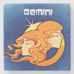 Porta-copo De Pedra Símbolo de Astrologia Gemini Zodiac