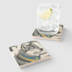 Porta-copo De Pedra Símbolo do Lobo Ucraniano, Forte, Orgulhosa Arte U