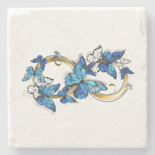Porta-copo De Pedra Símbolo infinito de borboletas azuis Morpho