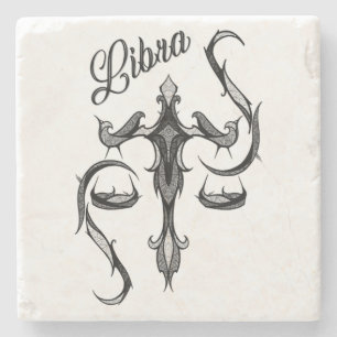 Porta-copo De Pedra Símbolo Libra Zodiac