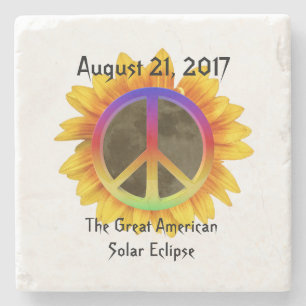 Porta-copo De Pedra Símbolo Solar Eclipse, Girassol e Paz 2017