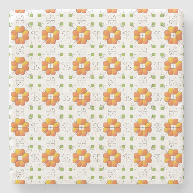 Porta-copo De Pedra Símbolo sun letão tradicional design IX geométrico (Frente)