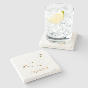 Porta-copo De Pedra Símbolo Zodiac Moderno, Capricórnio Dourado Elem