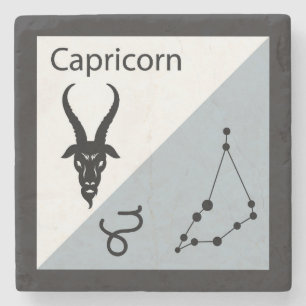 Porta-copo De Pedra Símbolo Zodíaco Cute, Sinal e Estrelas - Capricórn