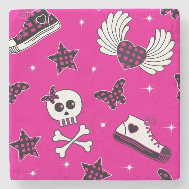 Porta-copo De Pedra Símbolos de Emo (Frente)