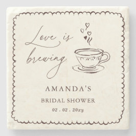 Porta-copo De Pedra Simple Love is Brewing Coffee Bridal Shower 