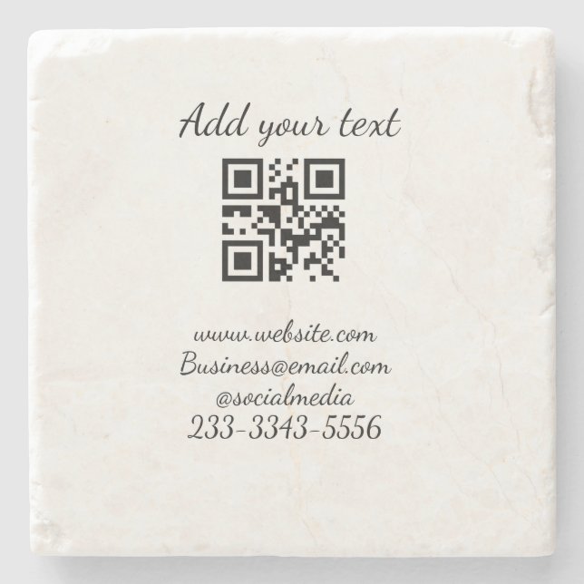 Porta-copo De Pedra simples código QR personalizado adicionar seu nome (Frente)