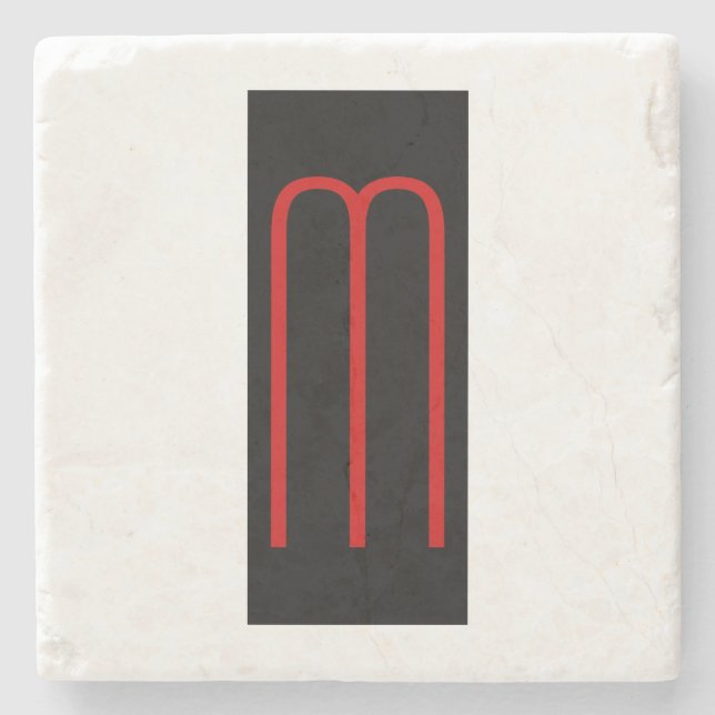 Porta-copo De Pedra Simples Simples Simples Monograma Único Branco (Frente)